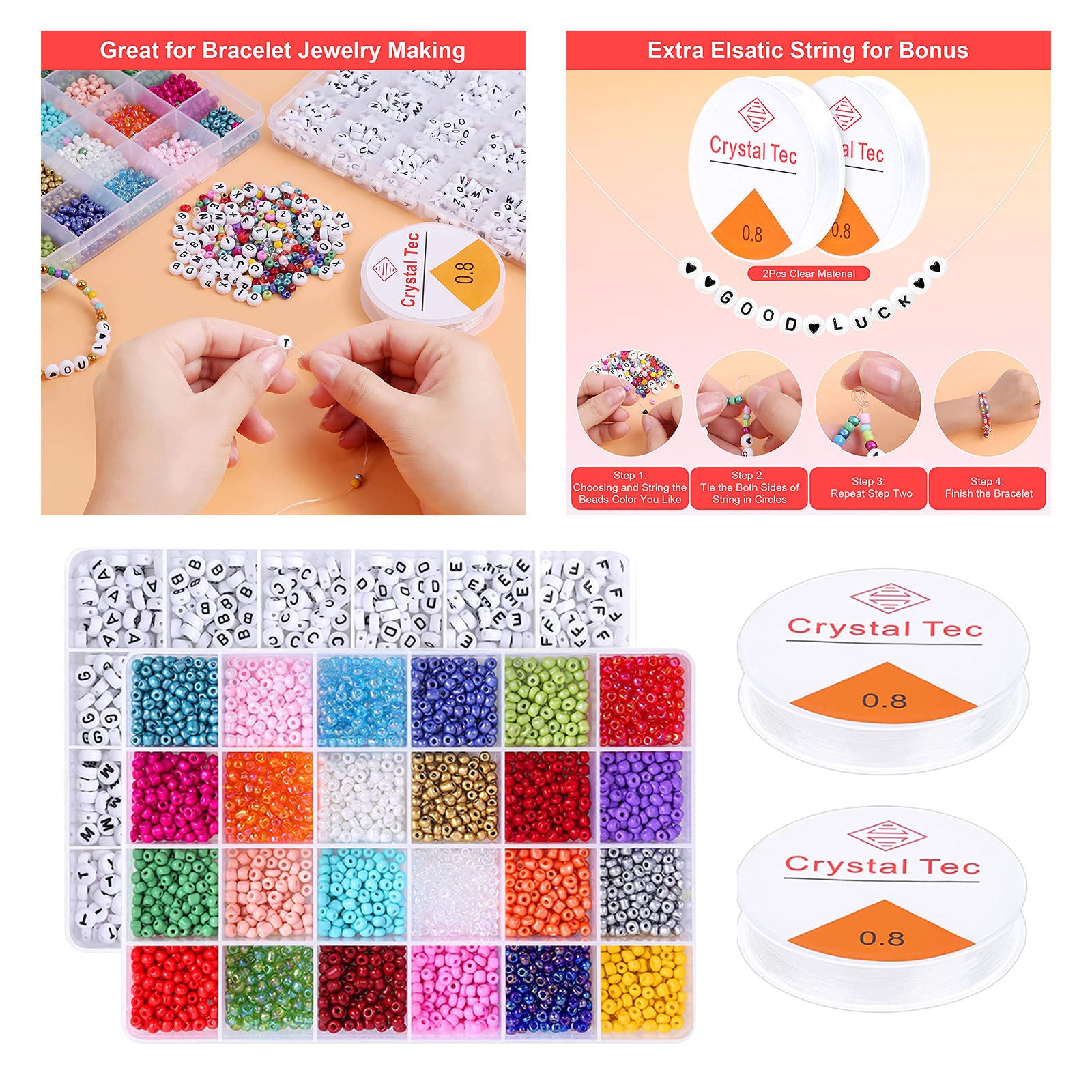 4000x 4000Pcs Craft Bead Set Plastic for Jewelry Making DIY Girlfriend Kids