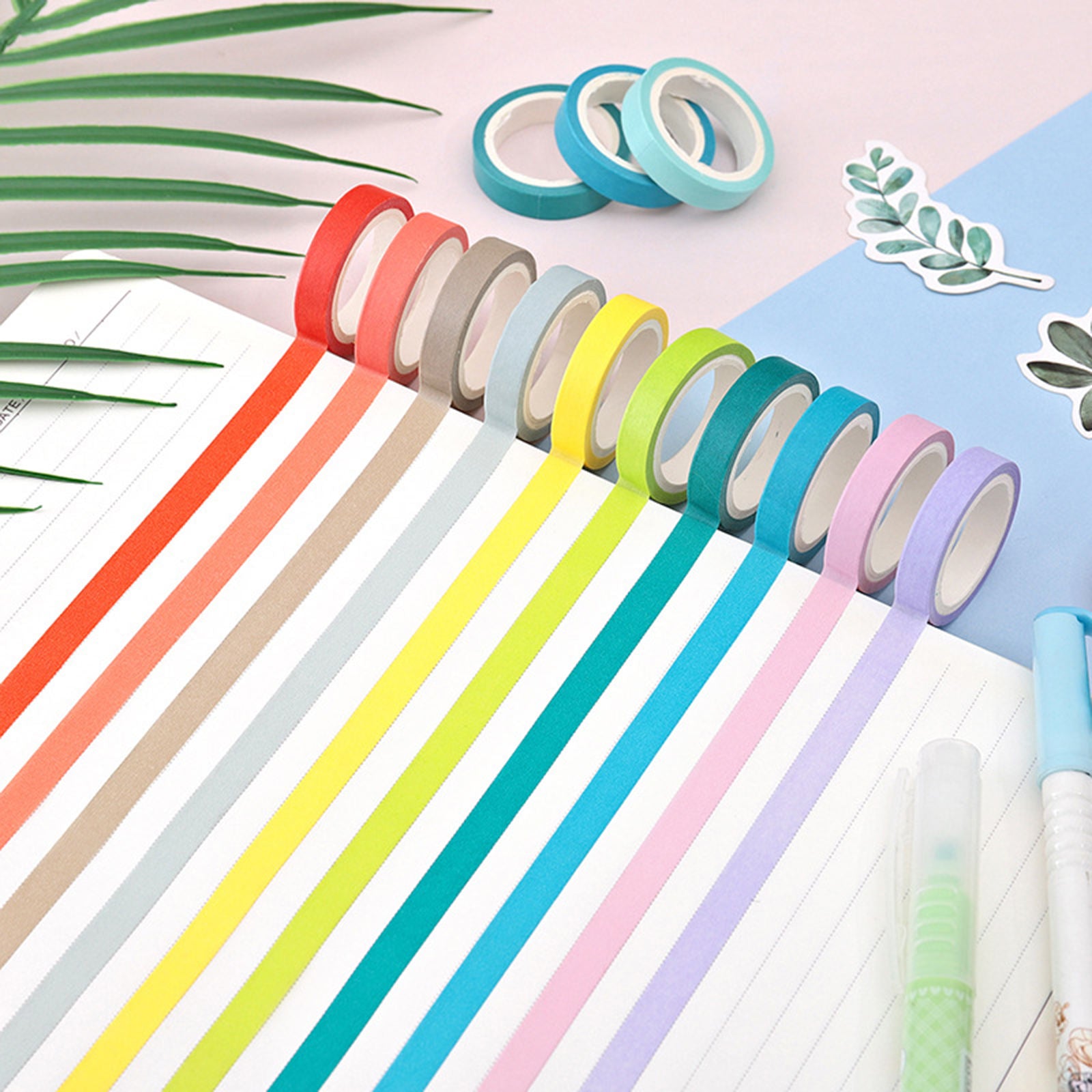 40x Rainbow Washi Sticky Paper Masking Adhesive Decorative Tape Scrapbooking