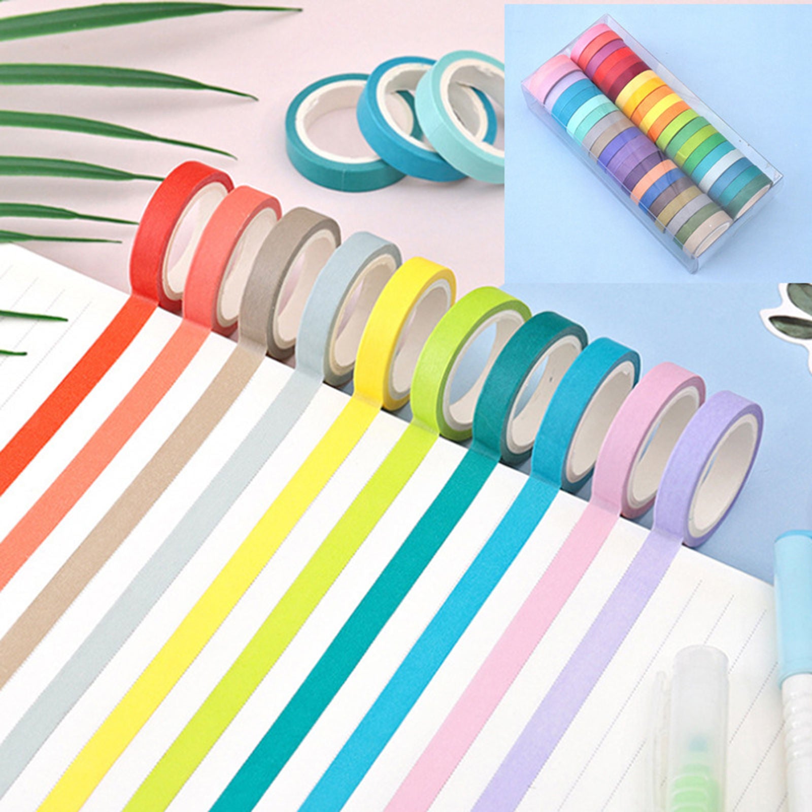 40x Rainbow Washi Sticky Paper Masking Adhesive Decorative Tape Scrapbooking
