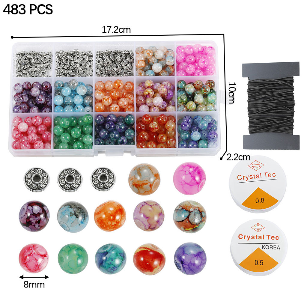 Baking Painted Glass Beads 8mm Loose for DIY Dangles Necklace