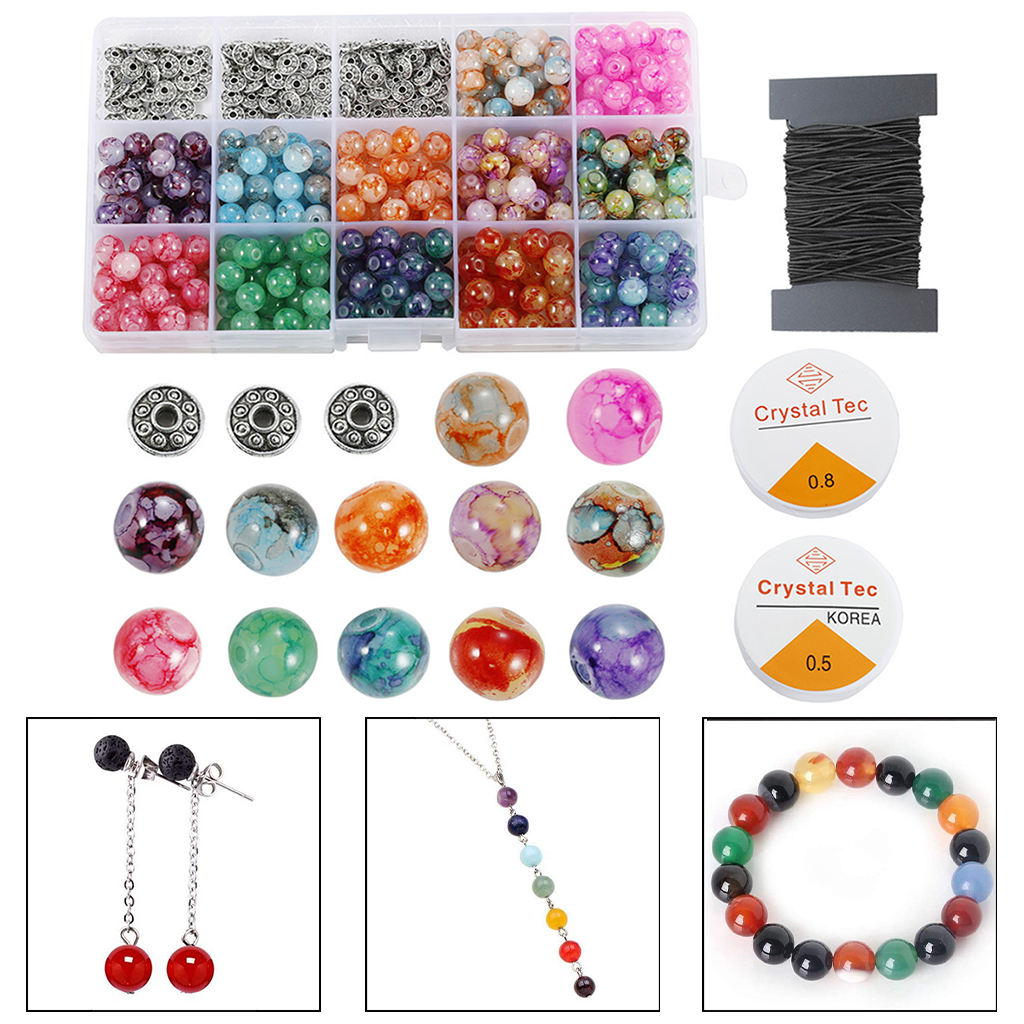 Baking Painted Glass Beads 8mm Loose for DIY Dangles Necklace