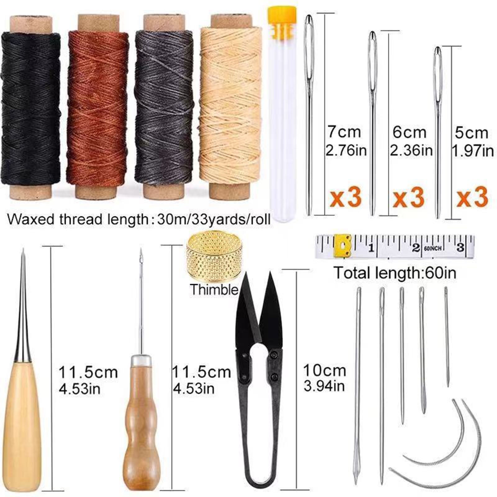 28Pcs Leather Tools Kit, Leather Craft Tools Set Including Waxed Thread Awl