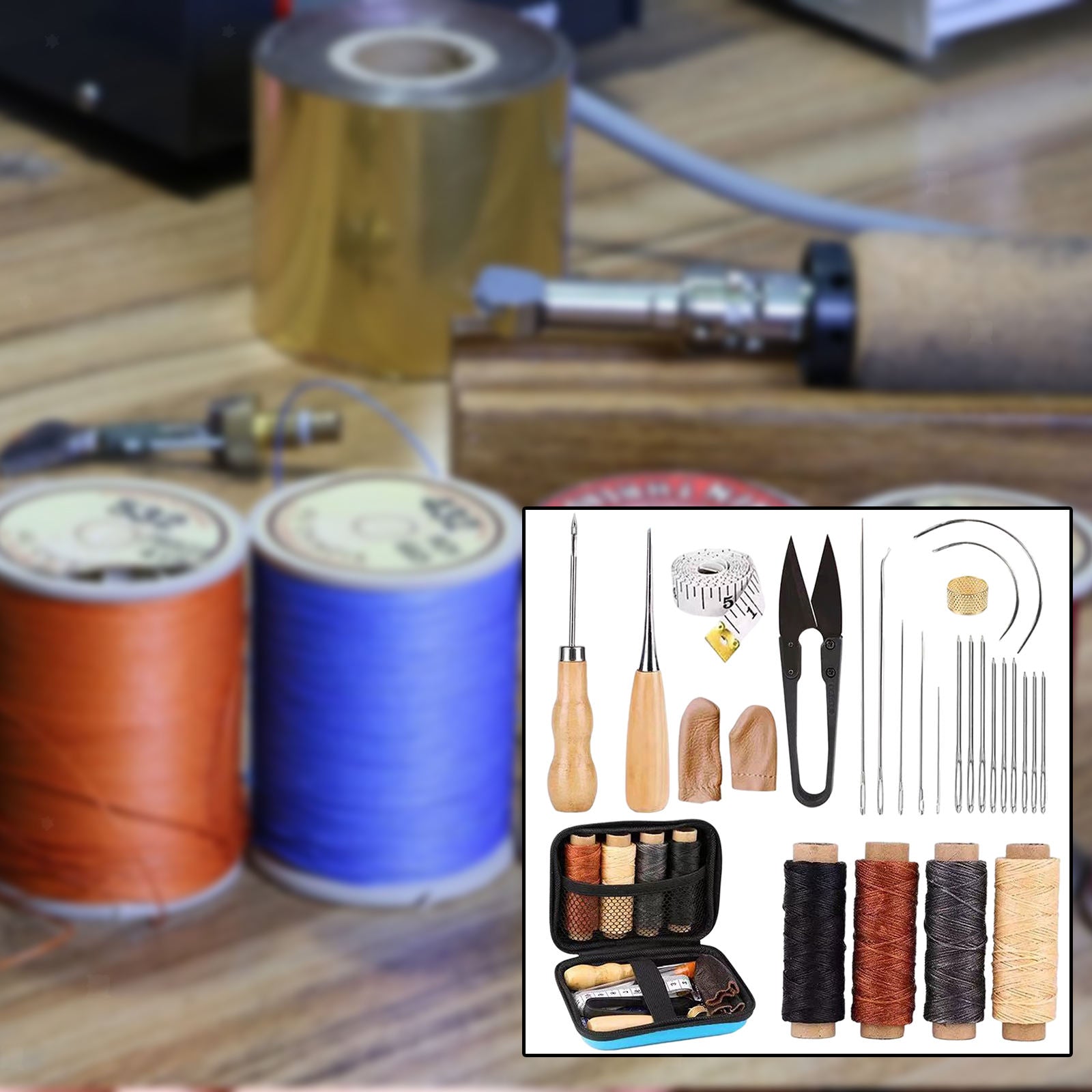 28Pcs Leather Tools Kit, Leather Craft Tools Set Including Waxed Thread Awl