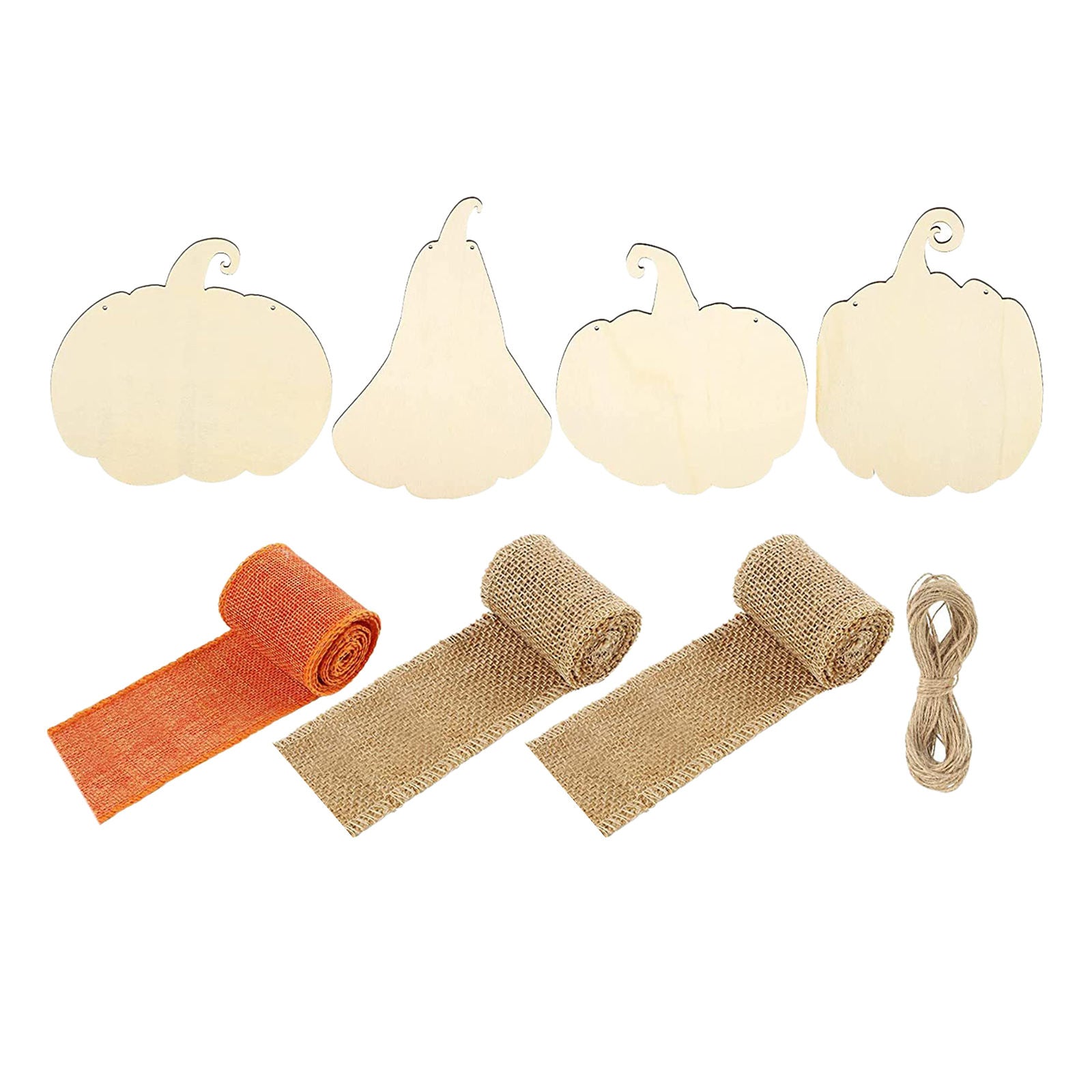 4pcs Unfinished Wood Pumpkin Cutout Shapes for Halloween Ornaments Supplies