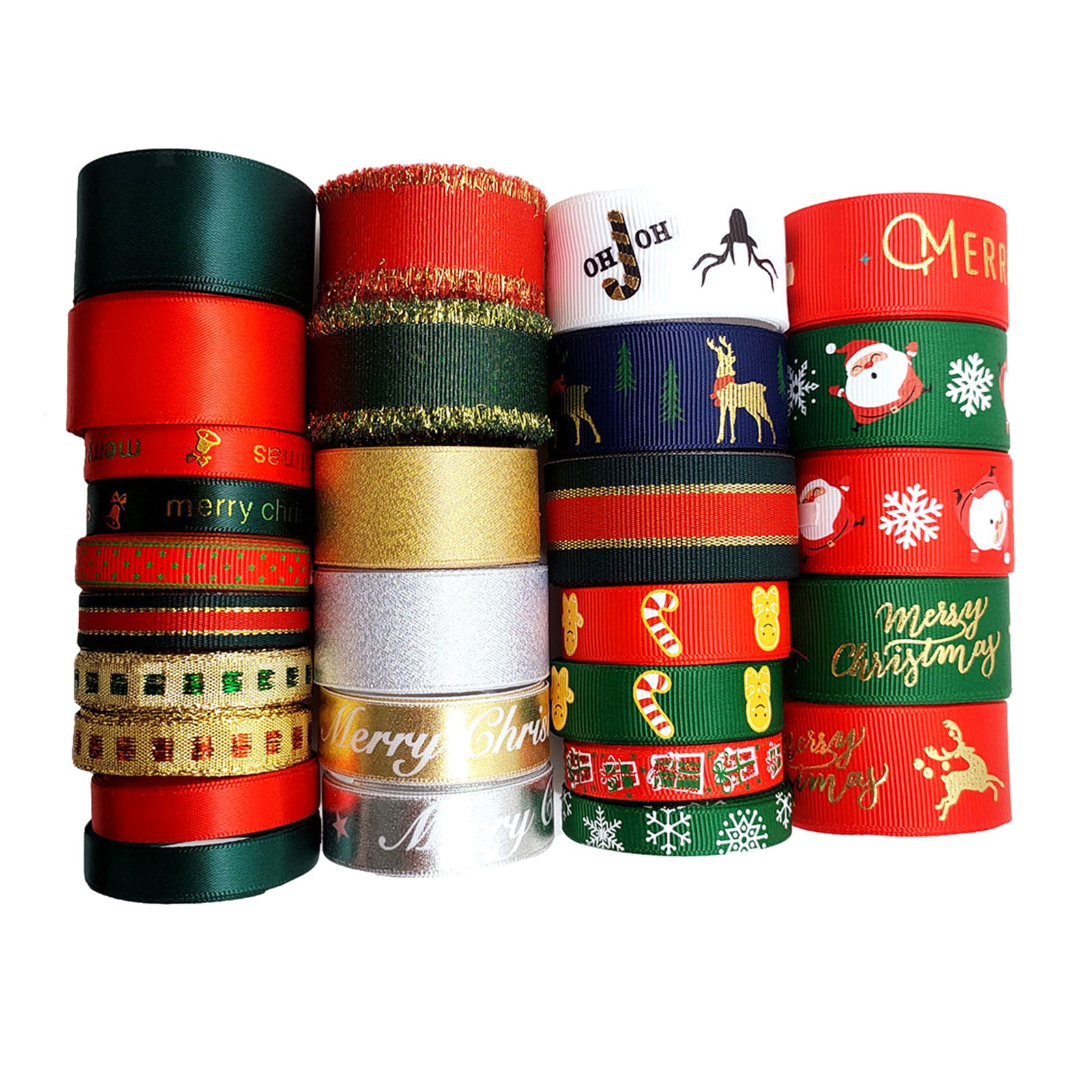 28 Pieces 4 Sizes Christmas Tape Printed for Sewing Christmas Presents