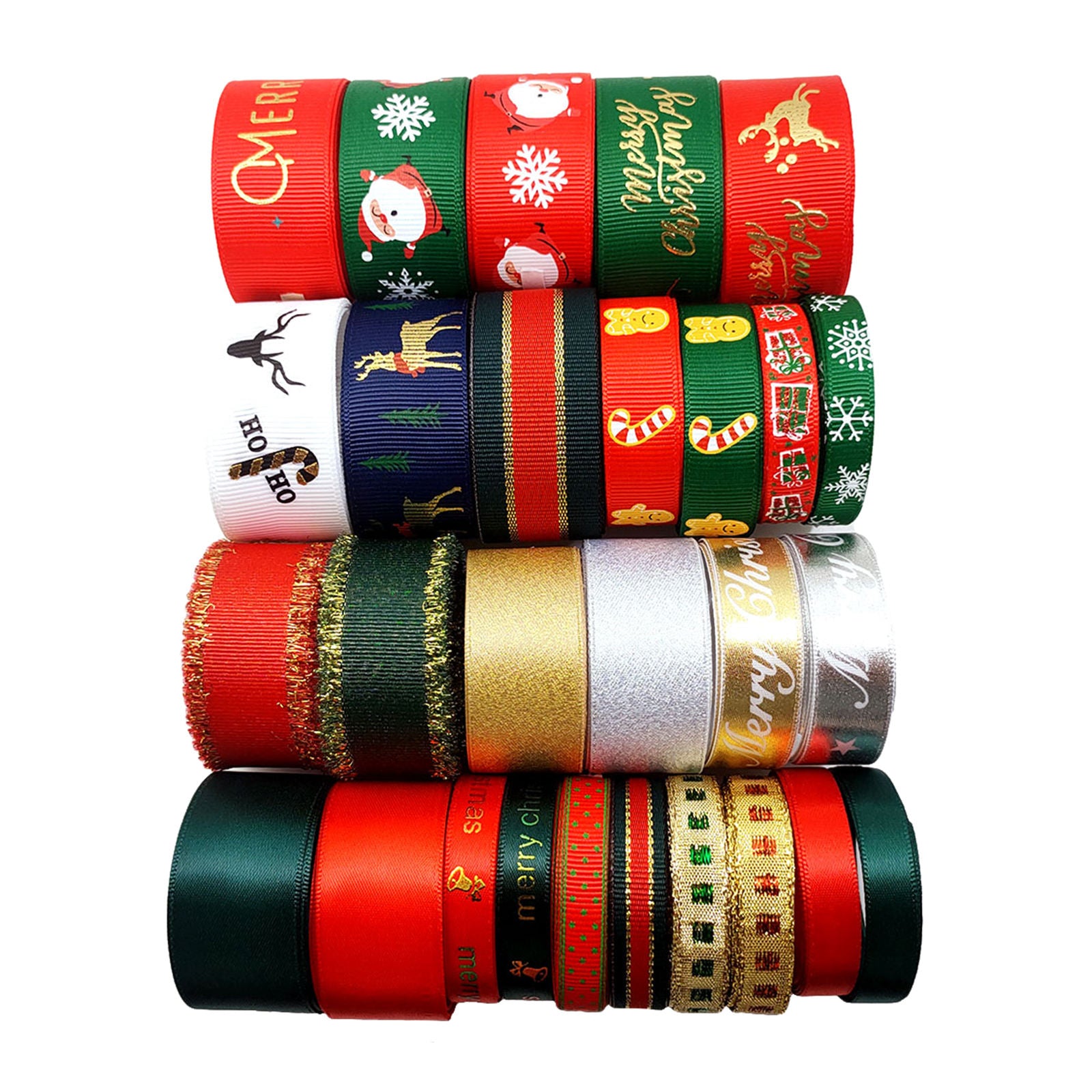 28 Pieces 4 Sizes Christmas Tape Printed for Sewing Christmas Presents