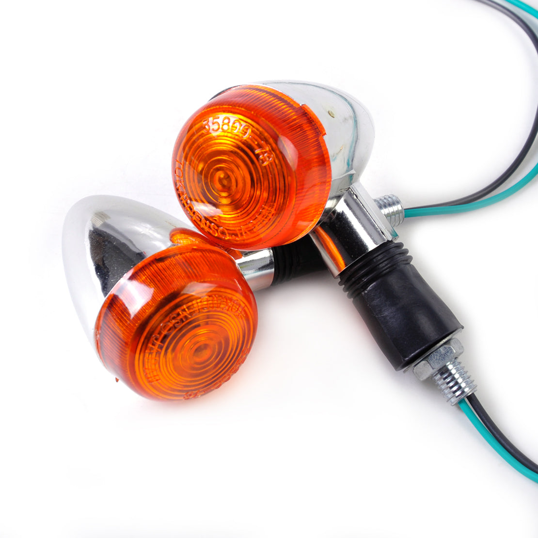 2pcs Amber Chrome Bullet Mini Turn Signal Indicator Light fit for Motorcycle An