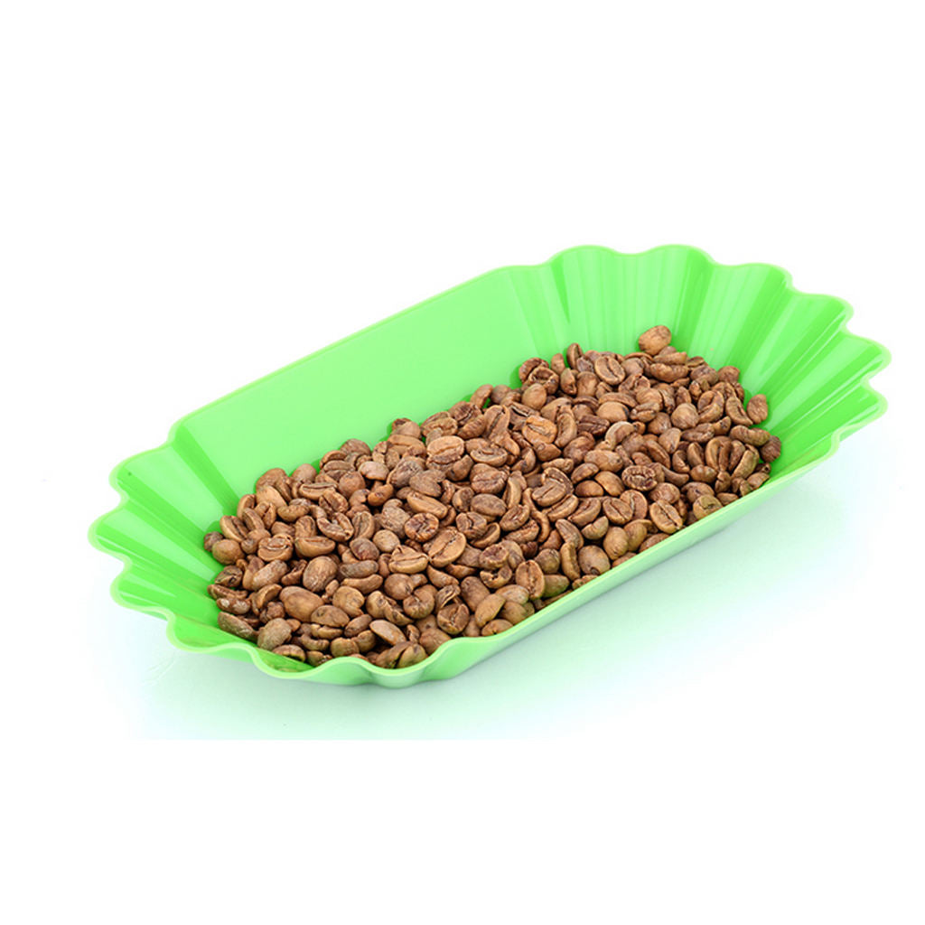 Set of 2 Plastic Plate Snack Serving Tray Oval Coffee Bean Trays Sets
