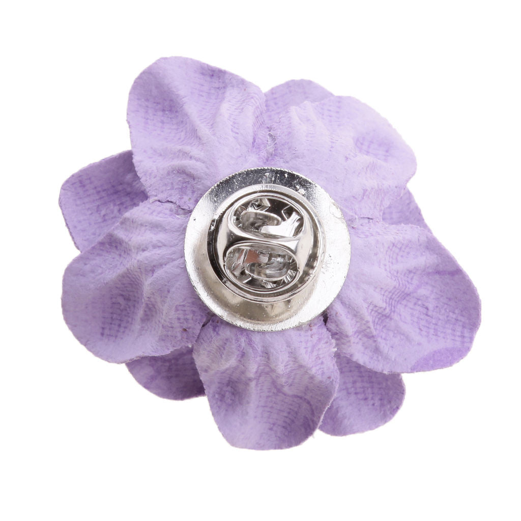 Unisex Dress Flower Brooch Pins Corsage Clip for Groom Bride Wedding Purple