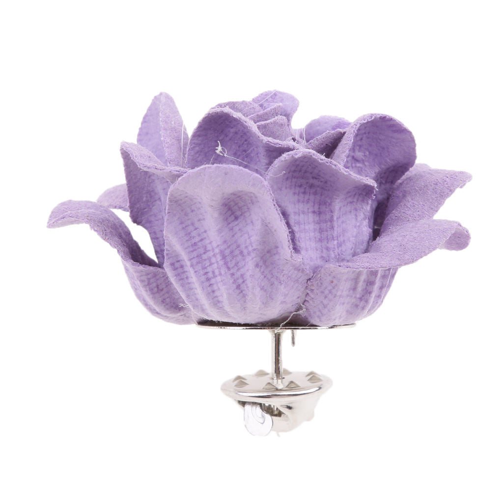 Unisex Dress Flower Brooch Pins Corsage Clip for Groom Bride Wedding Purple