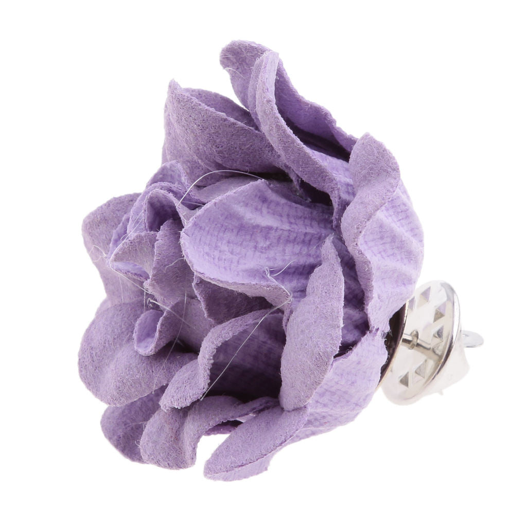 Unisex Dress Flower Brooch Pins Corsage Clip for Groom Bride Wedding Purple