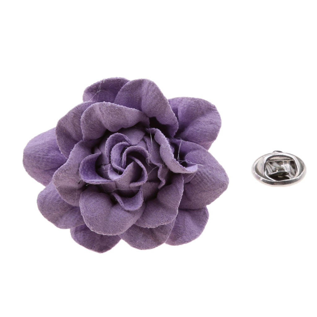 Unisex Dress Flower Brooch Pins Corsage Clip for Groom Bride Wedding Purple