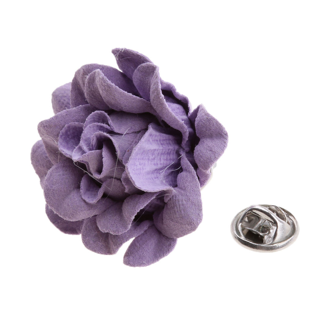 Unisex Dress Flower Brooch Pins Corsage Clip for Groom Bride Wedding Purple