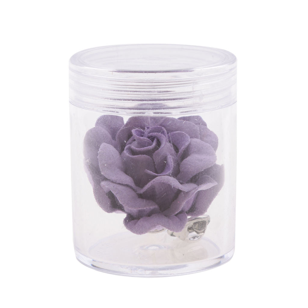 Unisex Dress Flower Brooch Pins Corsage Clip for Groom Bride Wedding Purple