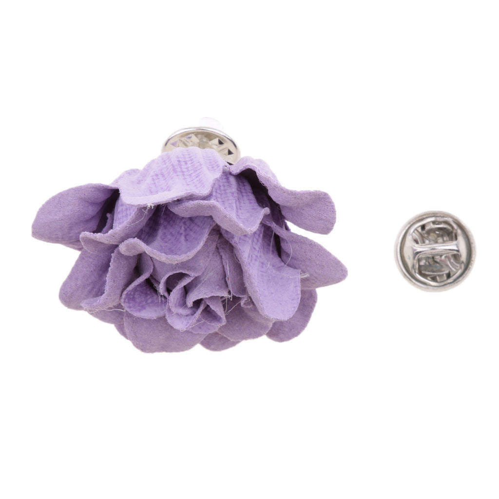 Unisex Dress Flower Brooch Pins Corsage Clip for Groom Bride Wedding Purple