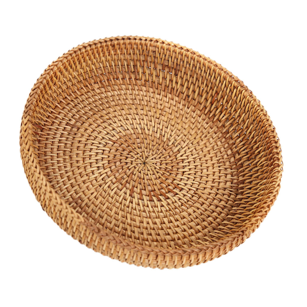 Handmade Woven Basket Tray Box for Tableware Food Fruits Container Tray