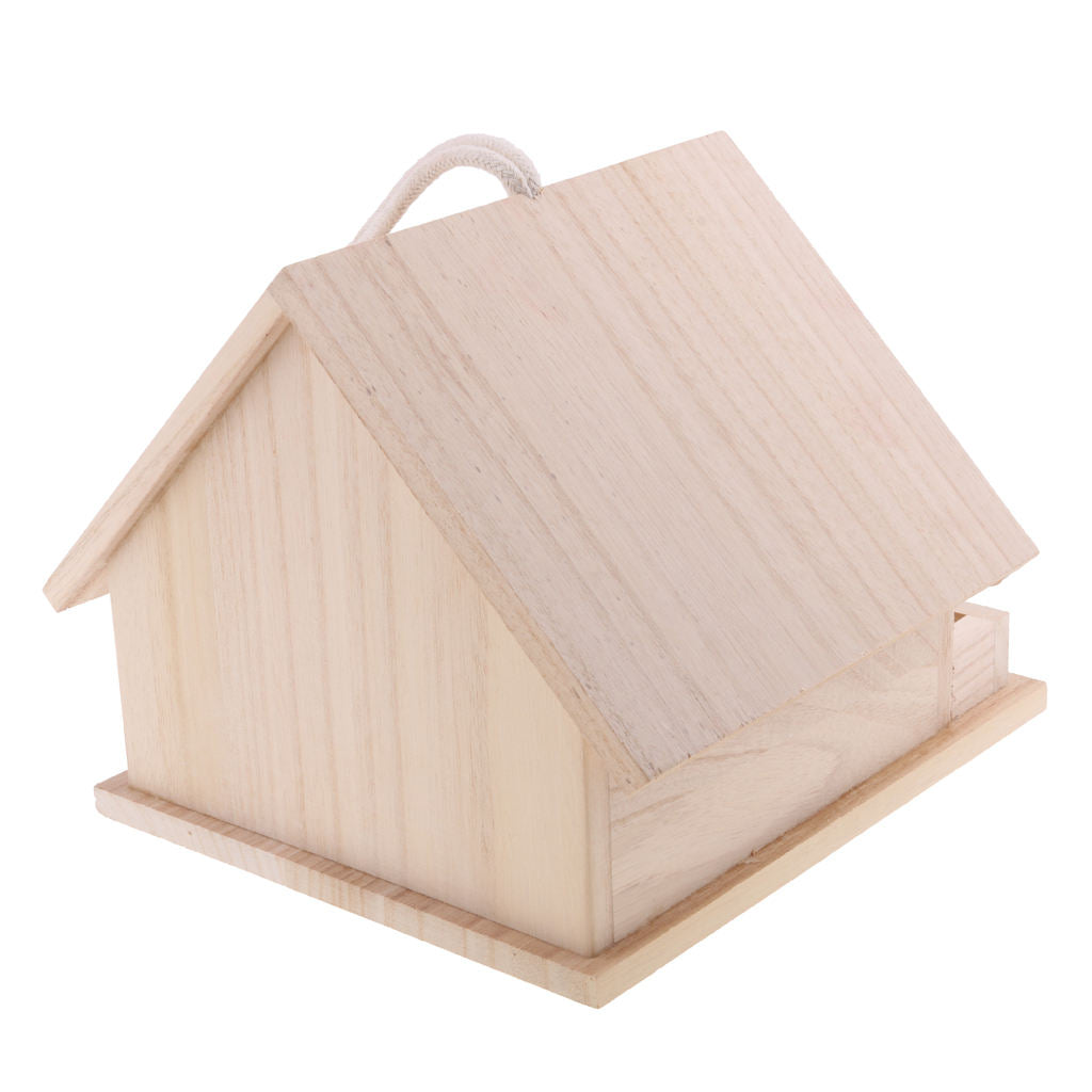 Wooden Bird House Ornament Nesting Box for Small Wild Birds Hanging Decor L