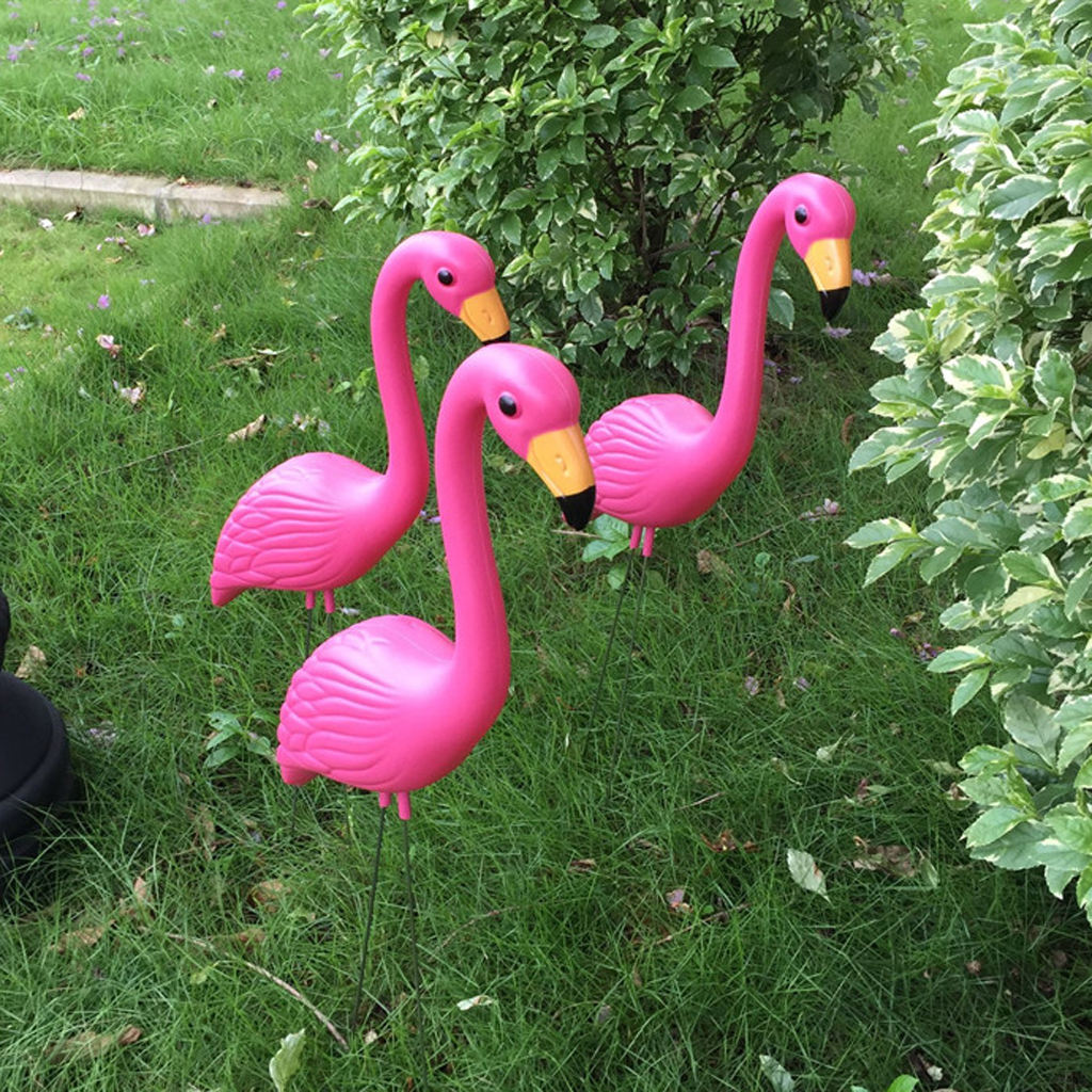 Pink Plastic Looking Flamingo Yard Garden Lawn Balcony Decor Lifelike Birds