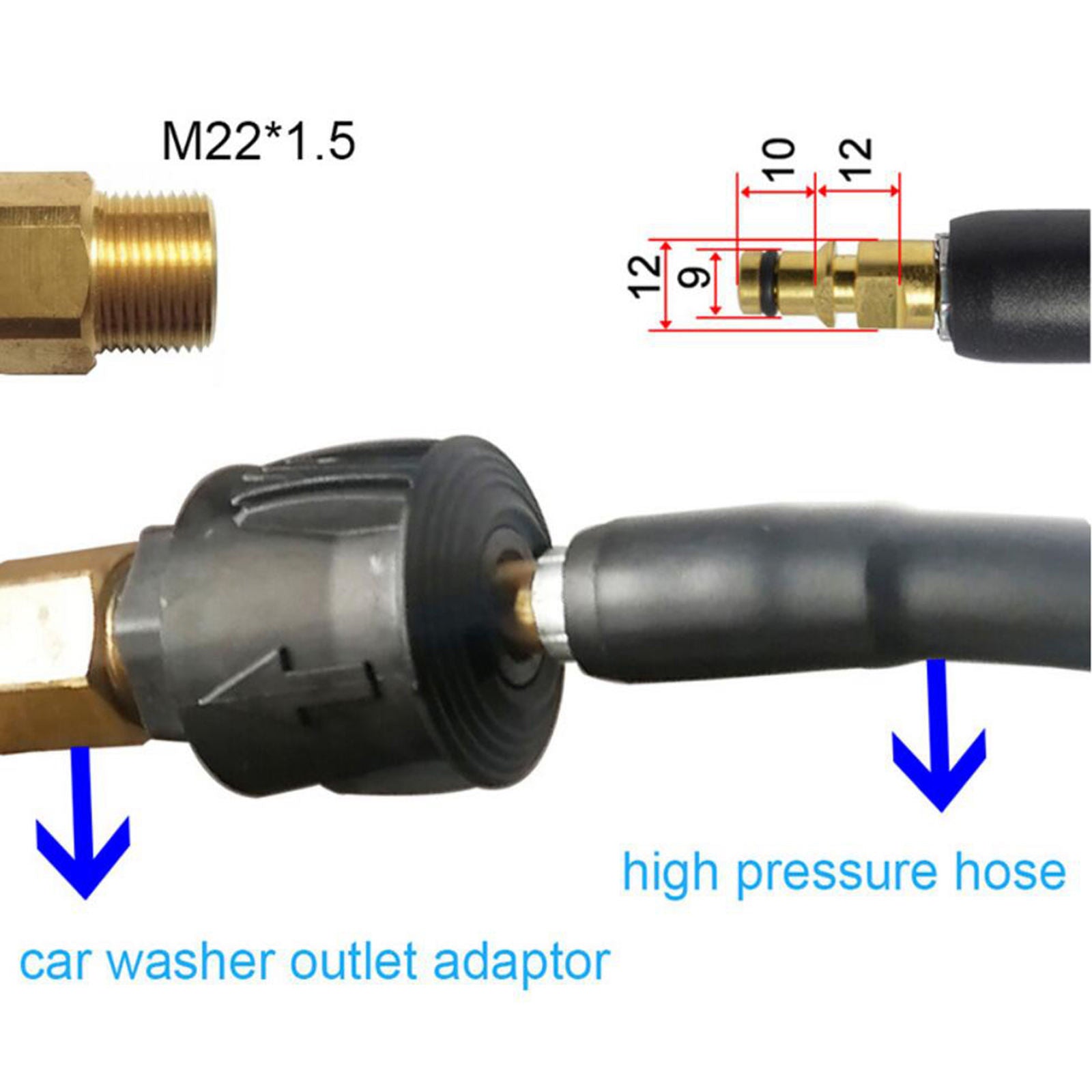 5x3cm High Pressure Washer Hose Adaptor for Karcher Washer Hose Fitting Pipe