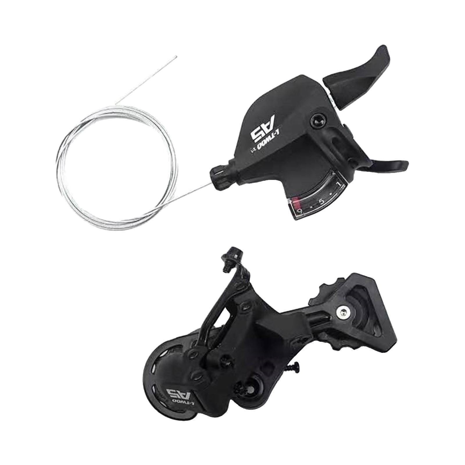 Mountain Bike Groupset Rear Derailleur and 9 Speed Right Thumb Shifter