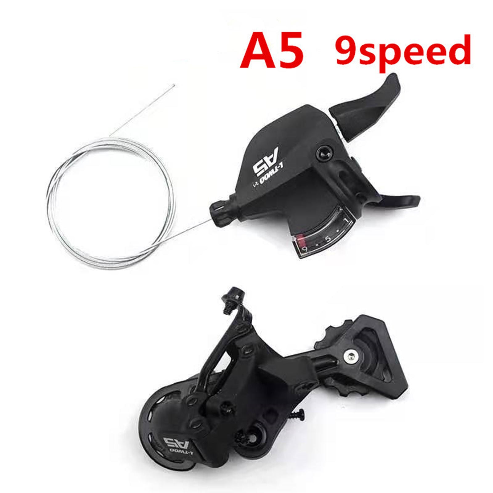 Mountain Bike Groupset Rear Derailleur and 9 Speed Right Thumb Shifter
