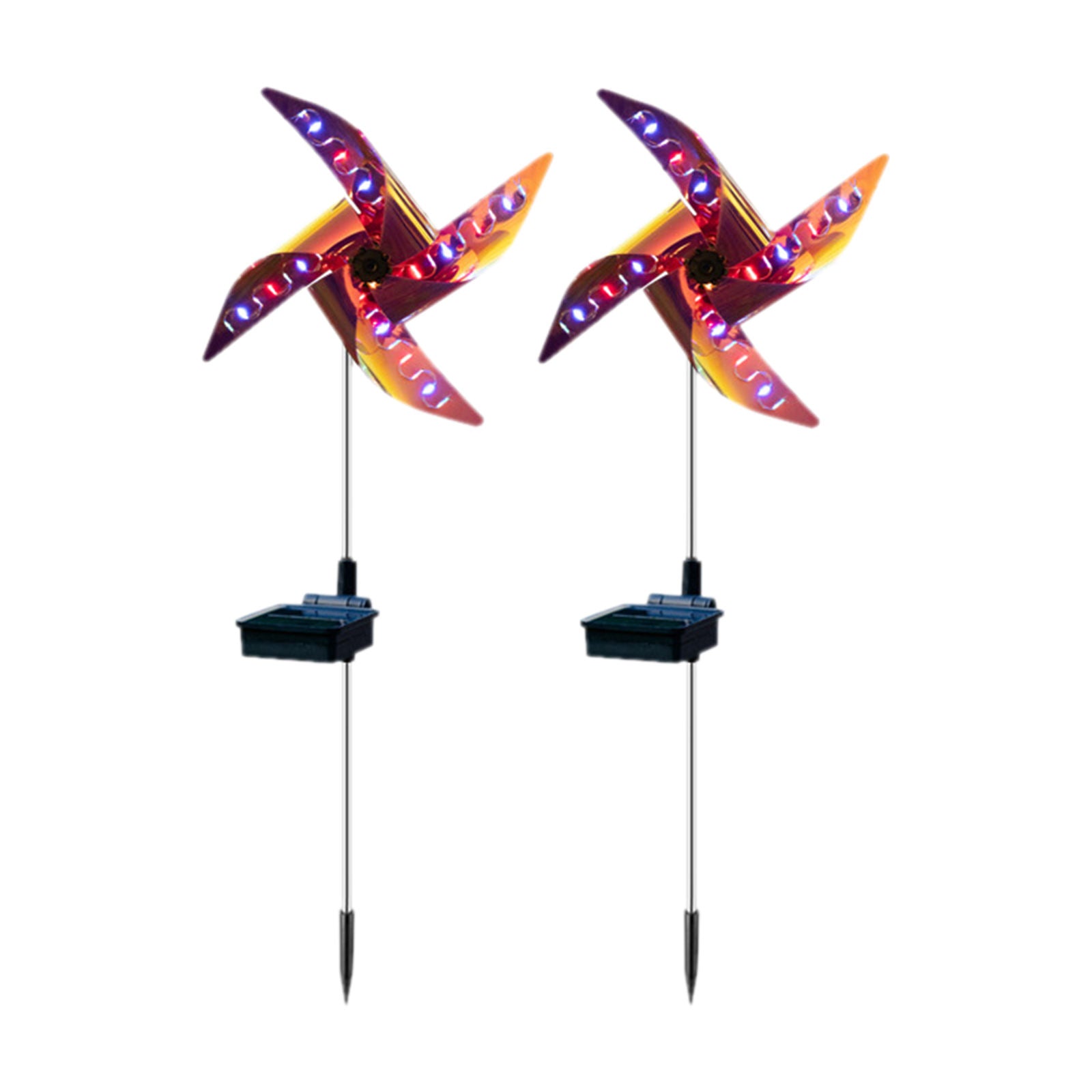 2pcs Solar Wind Spinner Light Garden Patio Yard Sculpture Decor Night Light