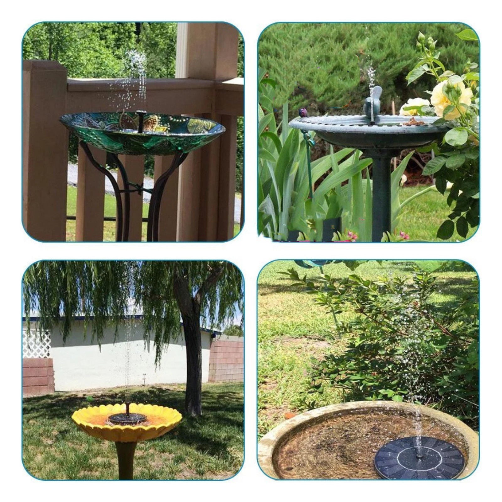 Solar Powered Fountain Water Pump Bird Bath Floating w/ 6 Sprinklers Kit