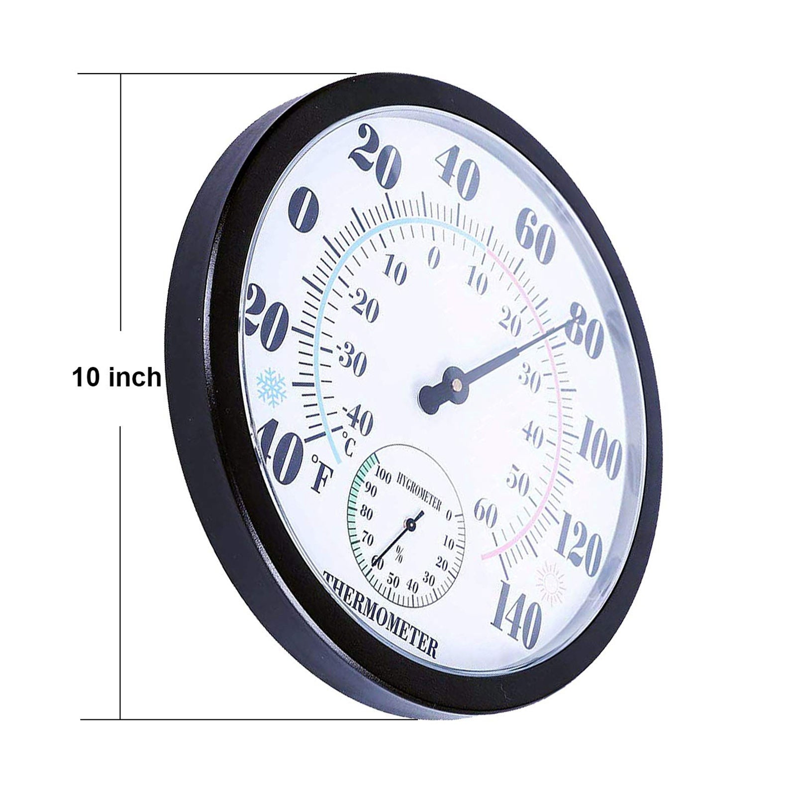 9.84inch Round Wall Thermometer Meter Garden Humidity Hygrometer Gauge C/F
