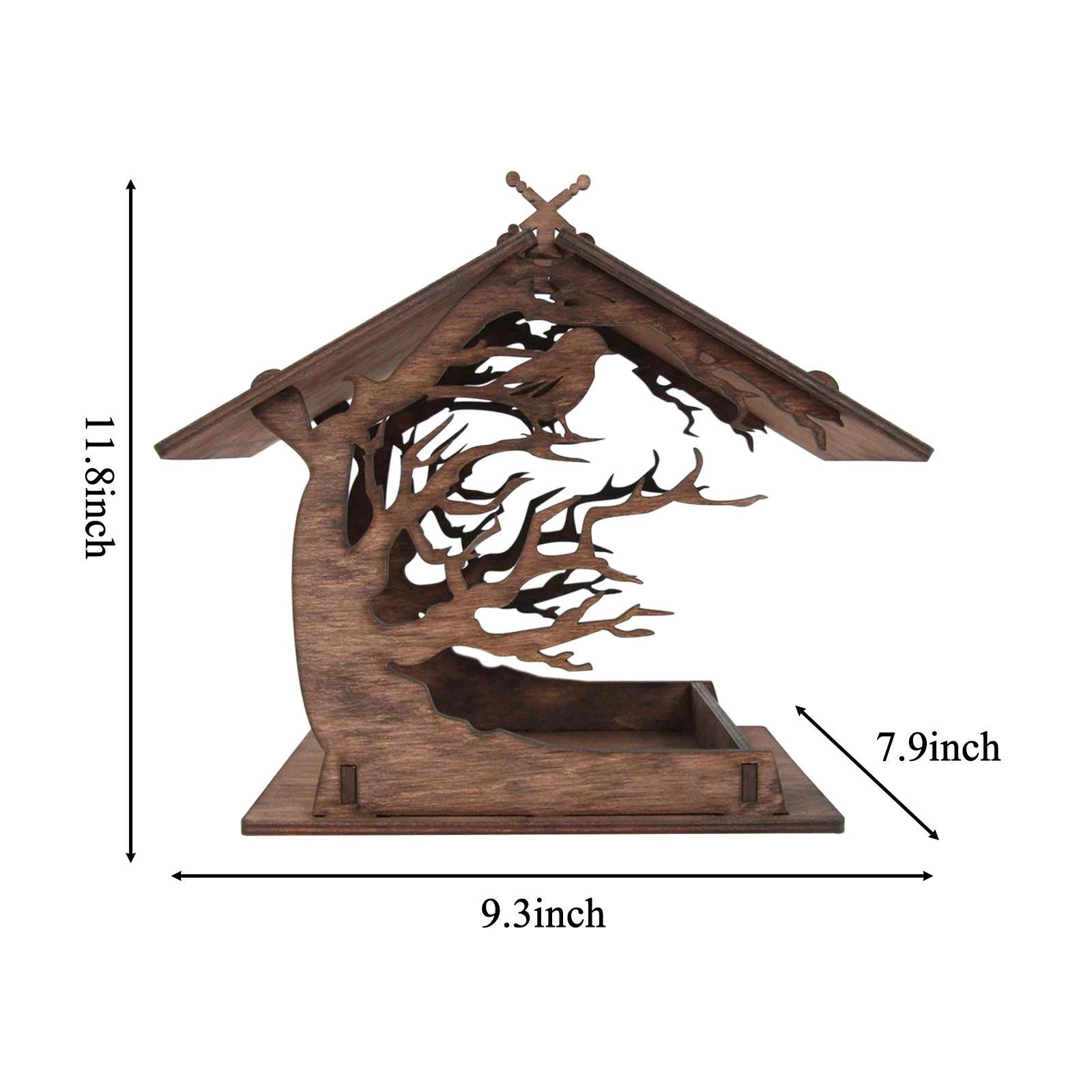 Handmade Wood Bird Feeder Attractive Hanging Balcony Ranch Villa Decor Gifts