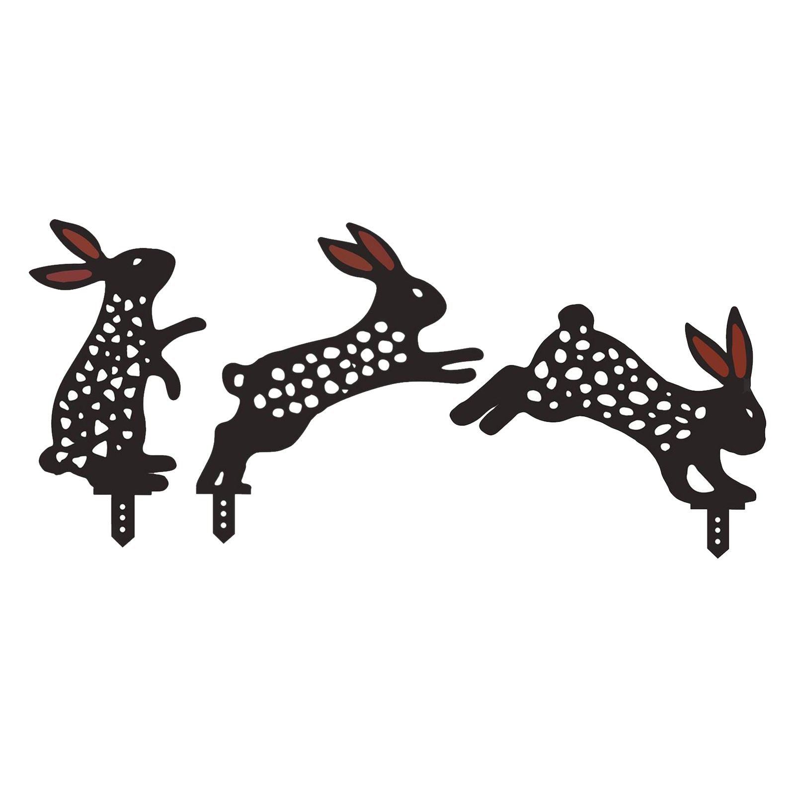 3Pcs Rabbit Stakes Animal Silhouette Floral Cute Stake for Yard Ornaments