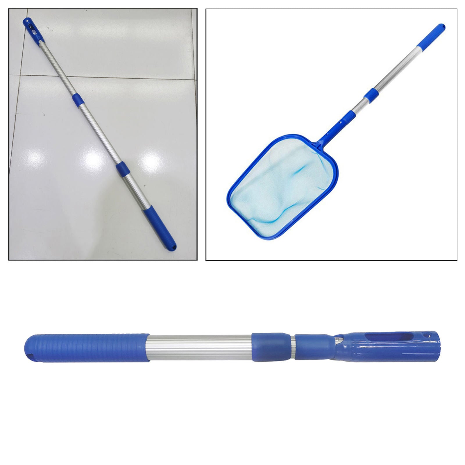 3-Stage Aluminum Spa Swimming Pool Telescopic Pole 90cm for Leaf Net Durable