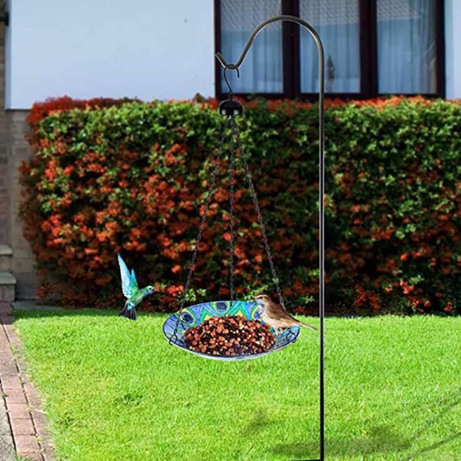 Bird Feeder Food Tray Solar Hot Melt Garden Decor Peacock Pattern Bird Bath