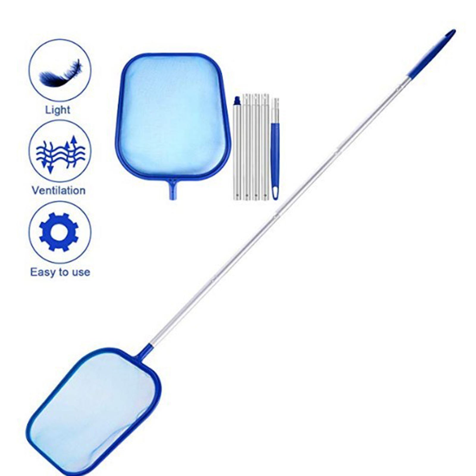 162cm Pool Leaf Skimmer Net Accessories with Pole for Spa Pond Hot Top