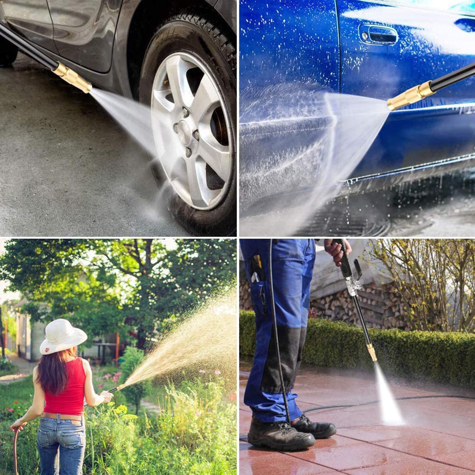 Portable Power Washer Wand Extension for Patio Cleaning Tool 3 Hose Nozzle