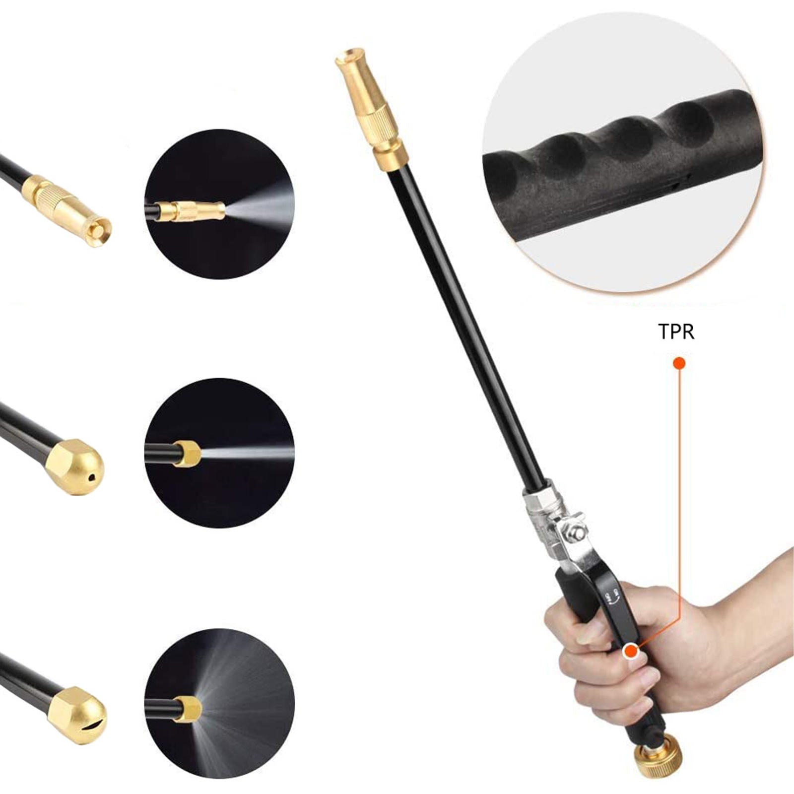 Portable Power Washer Wand Extension for Patio Cleaning Tool 3 Hose Nozzle