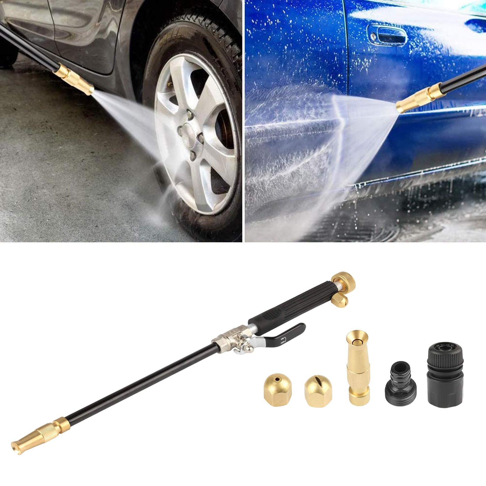 Portable Power Washer Wand Extension for Patio Cleaning Tool 3 Hose Nozzle