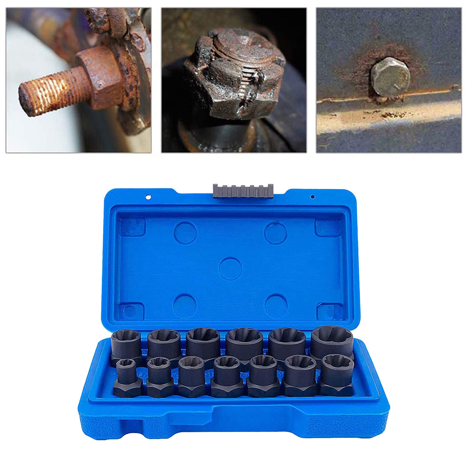 Impact Bolt Nut Remover Set 3/8 Inch with Storage Case Remove Damaged Rusted