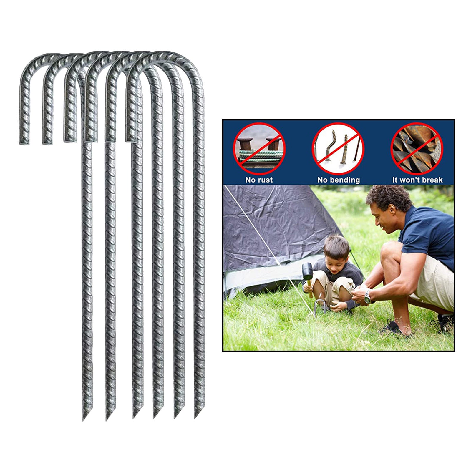 30cm Ground Stakes Curved Trampoline Wind Anchors Marquees Gazebos Castles