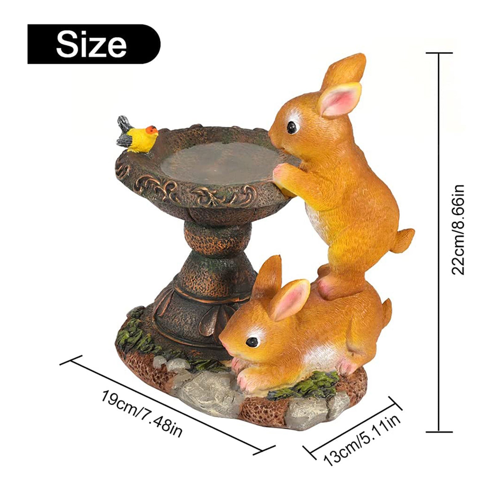 Home Rabbit Statue Garden Outdoor Solar Powered LED Light Terrace Ornament