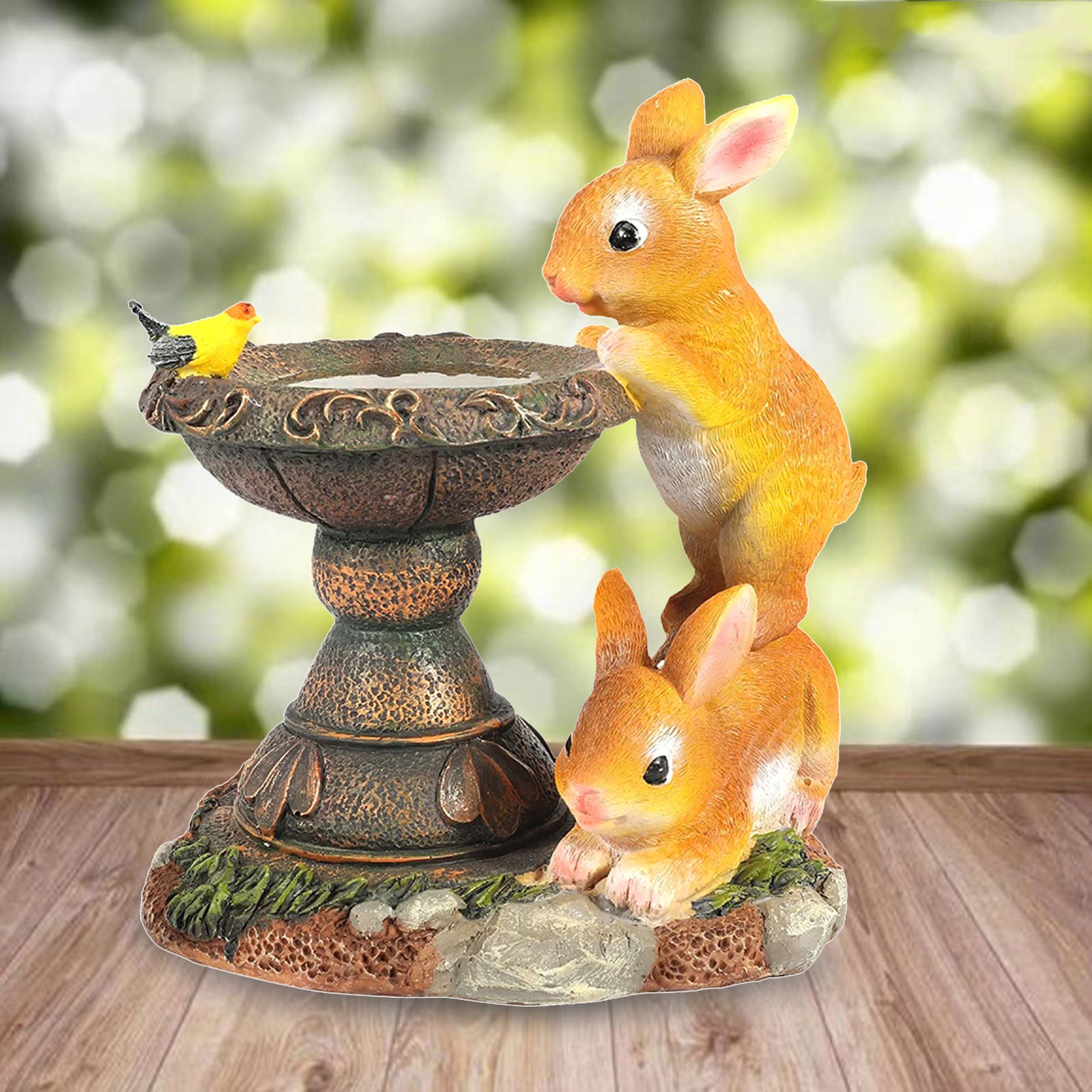 Home Rabbit Statue Garden Outdoor Solar Powered LED Light Terrace Ornament