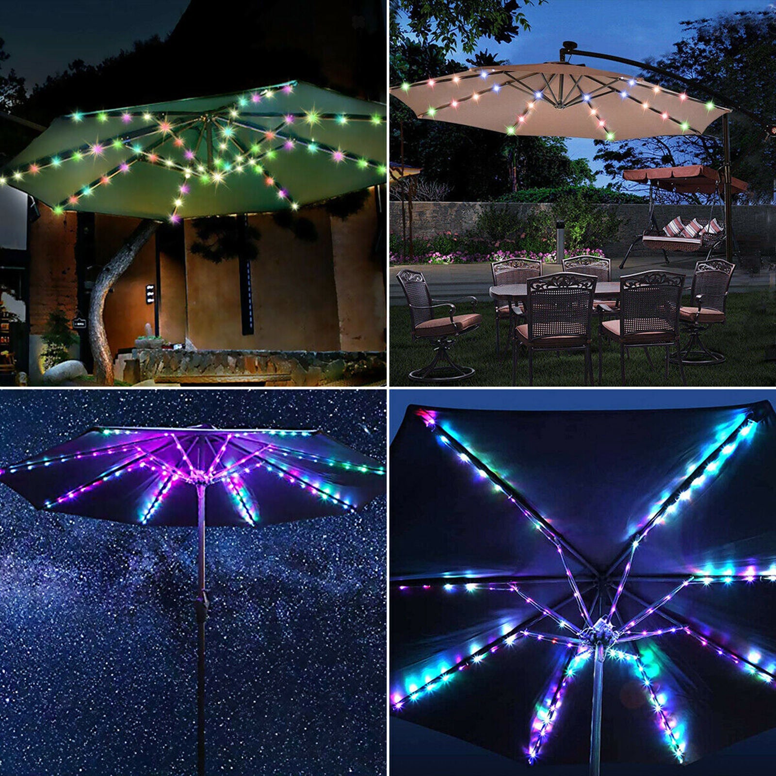 Patio Beach Umbrella Parasol String Light 104LEDs Camping Tent Fairy Lights