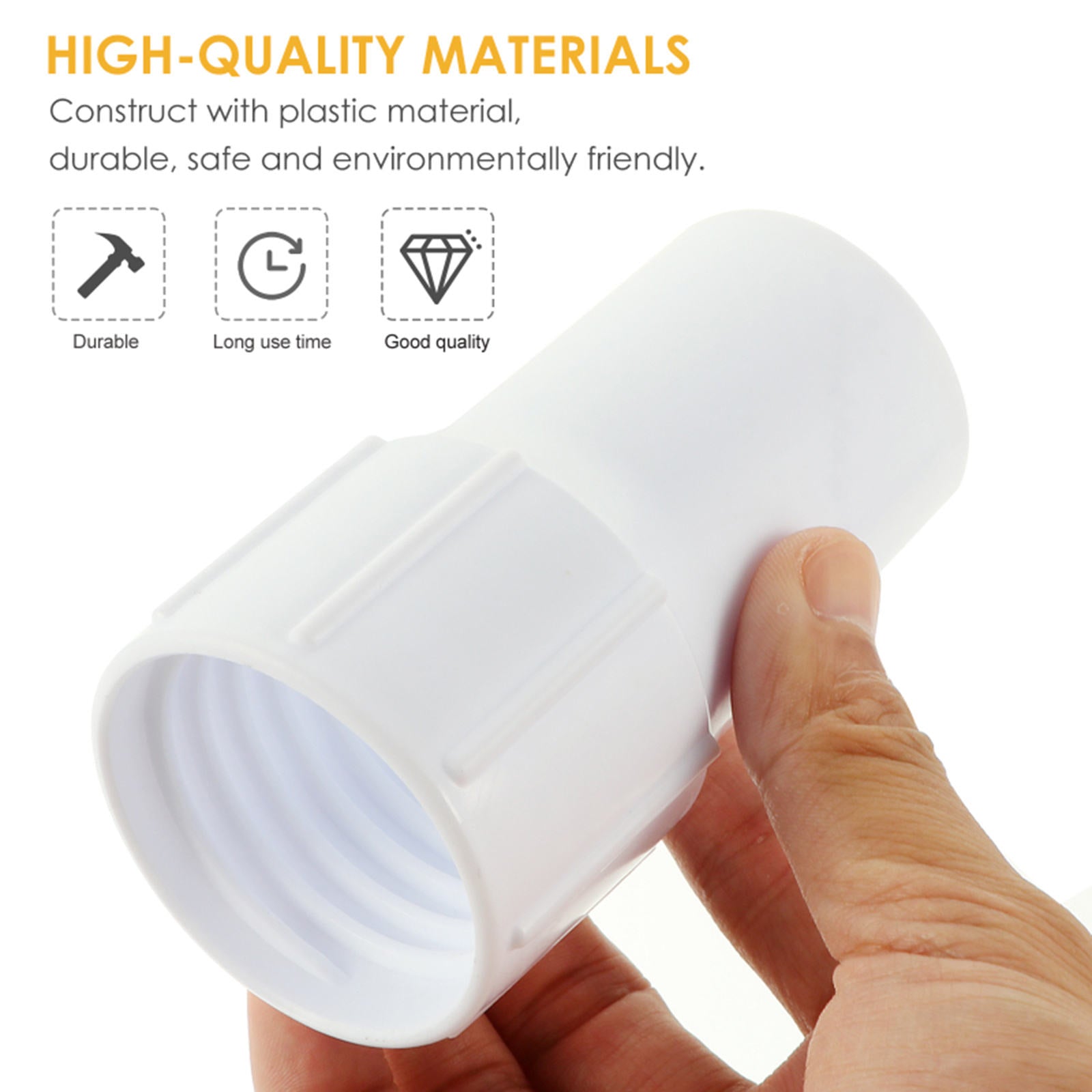 Swimming Pool ABS Plastic Vacuum Hose Cuff End Threaded Part Durable White