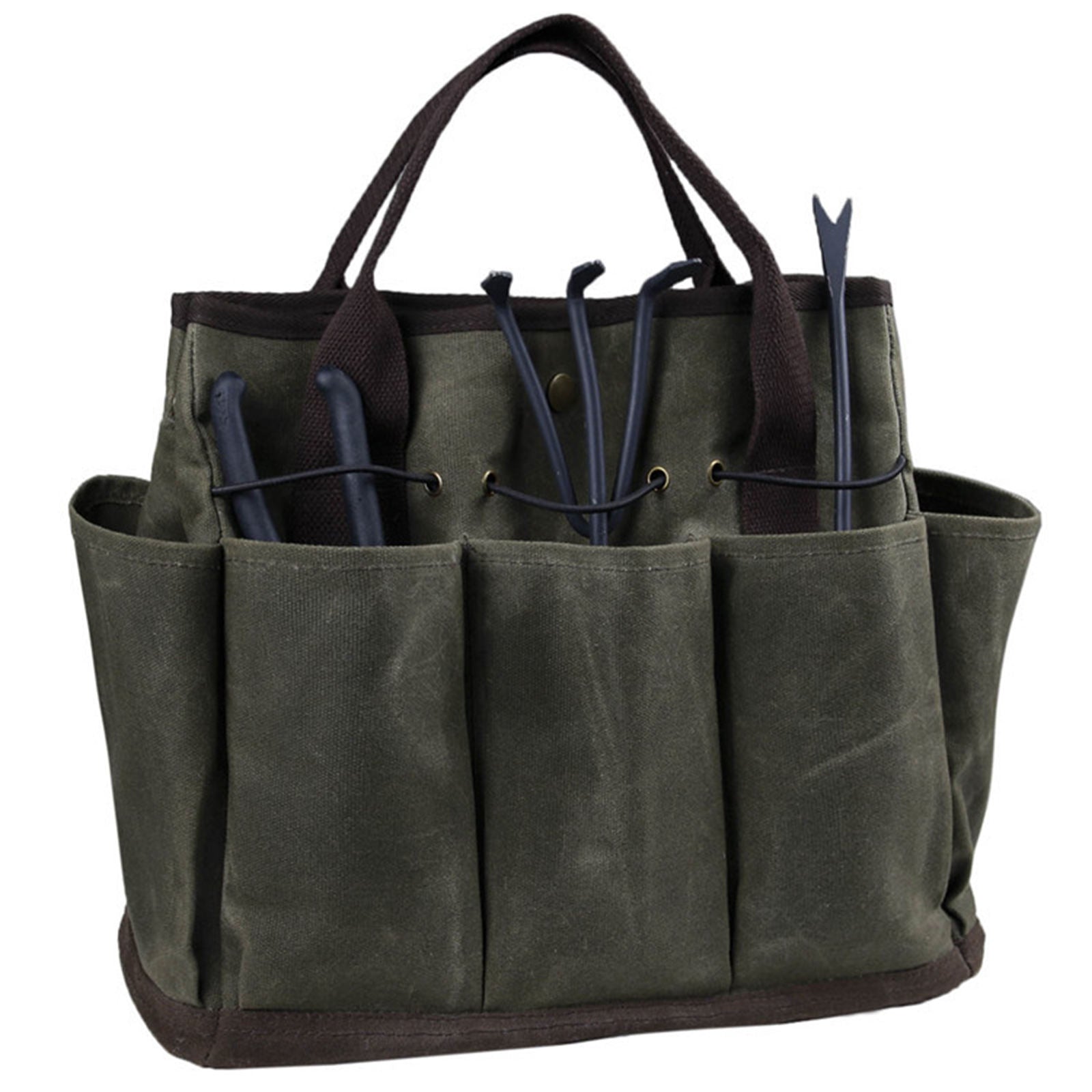 Canvas Gardening Tote Bag Garden Tote Organizer Bag for Outdoor Lawn Yard