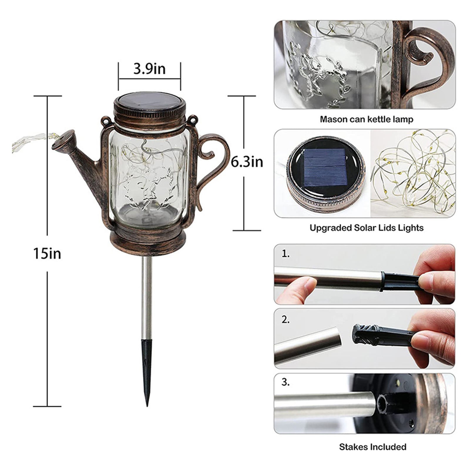 Outdoor Mason Jar Solar Lights 45 LED Fairy Lights for Backyard Garden Decor