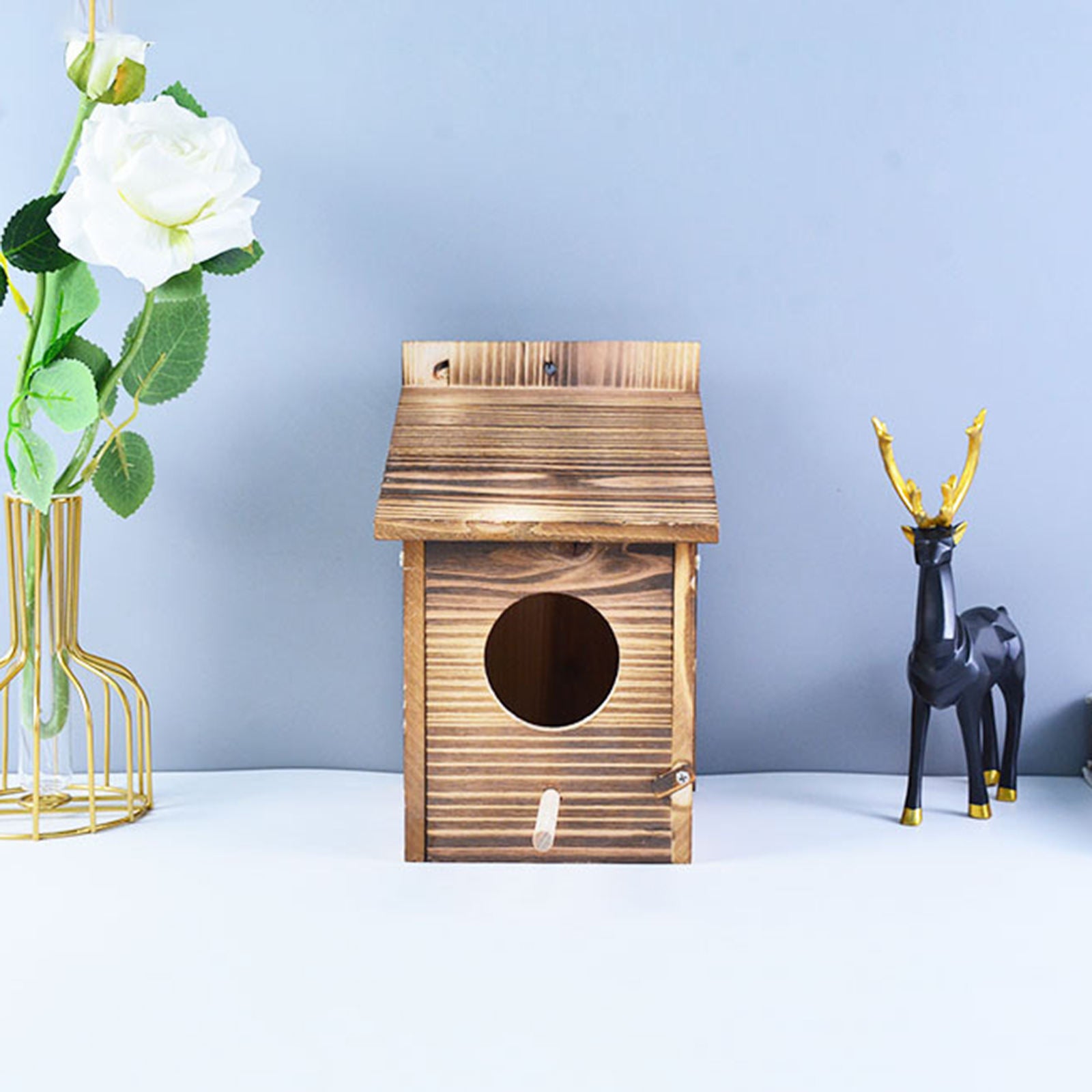Wood Bird House Cage Outside Weatherproof Bird Hut Mating Hatching Box