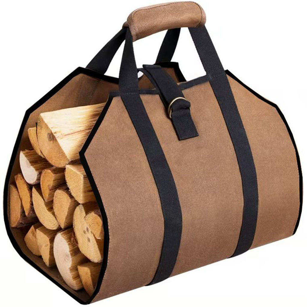 New Canvas Log Carrier Bag Tote Fire Wood Waterproof Double Handled