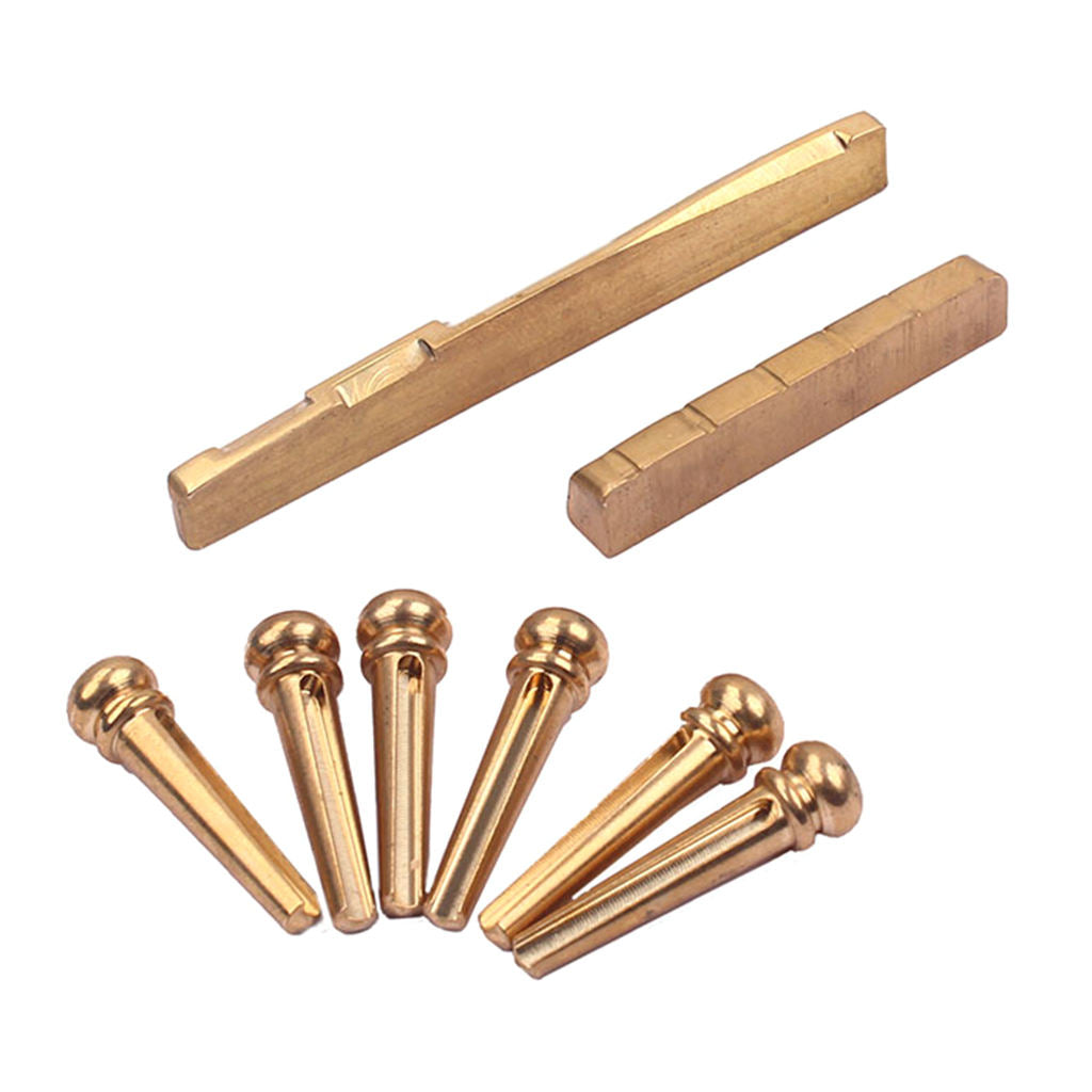 6PCS Guitar Brass Bridge Pins Saddle Nut Replacement for Acoustic Guitar