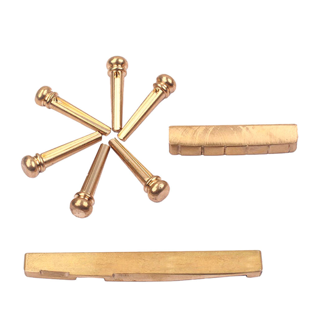 6PCS Guitar Brass Bridge Pins Saddle Nut Replacement for Acoustic Guitar