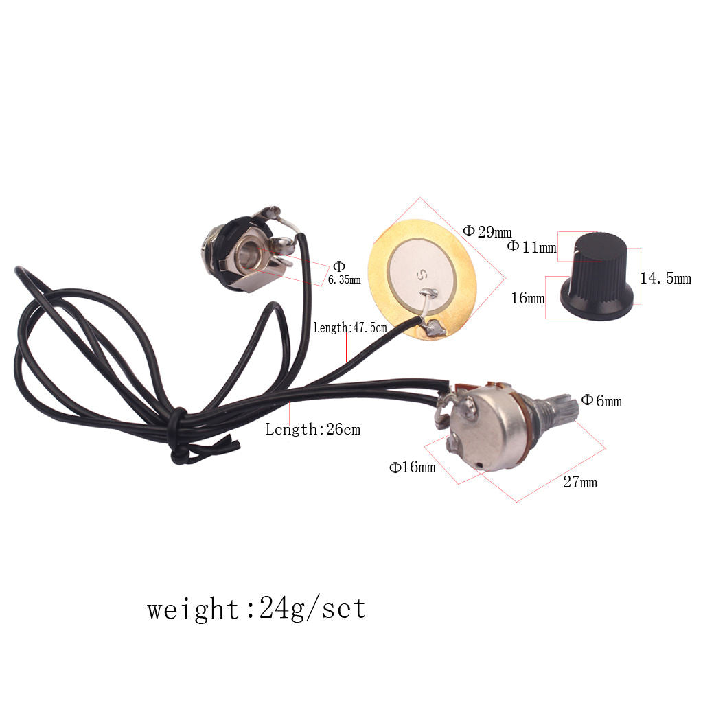 Prewired Amplifier Piezo Pickup Volume Knob for Acoustic Instrument Parts