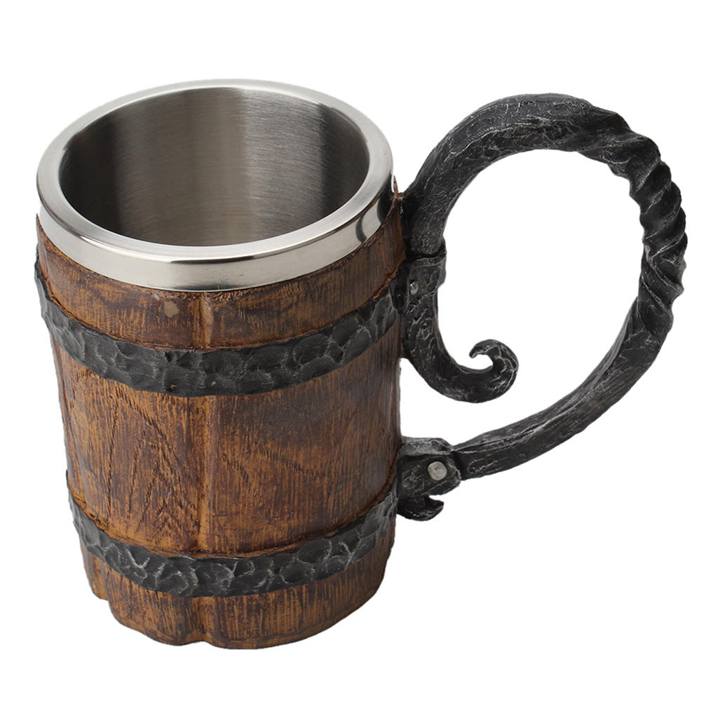 Stainless Steel Mug Imitation Wood Cup Beer Coffee Cup Christmas